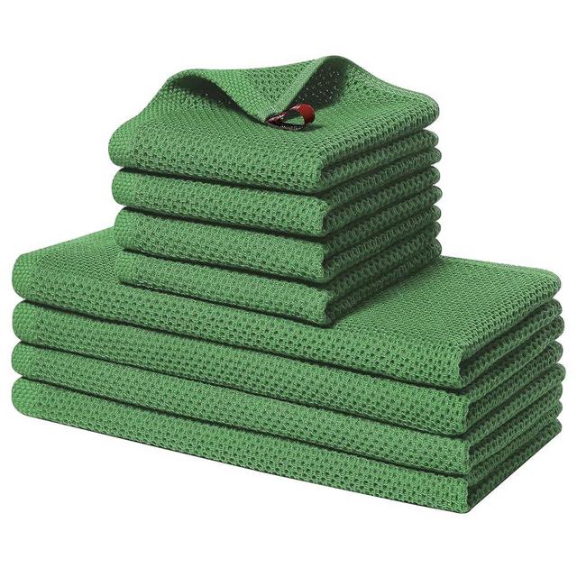 Homaxy 100% Cotton Kitchen Towels and Dishcloths Set, 12 x 12 Inches and 13 x 28 Inches, Set of 8 Bulk Kitchen Towels Set, Ultra Soft Absorbent Dish Towels for Washing Dishes, Grass Green