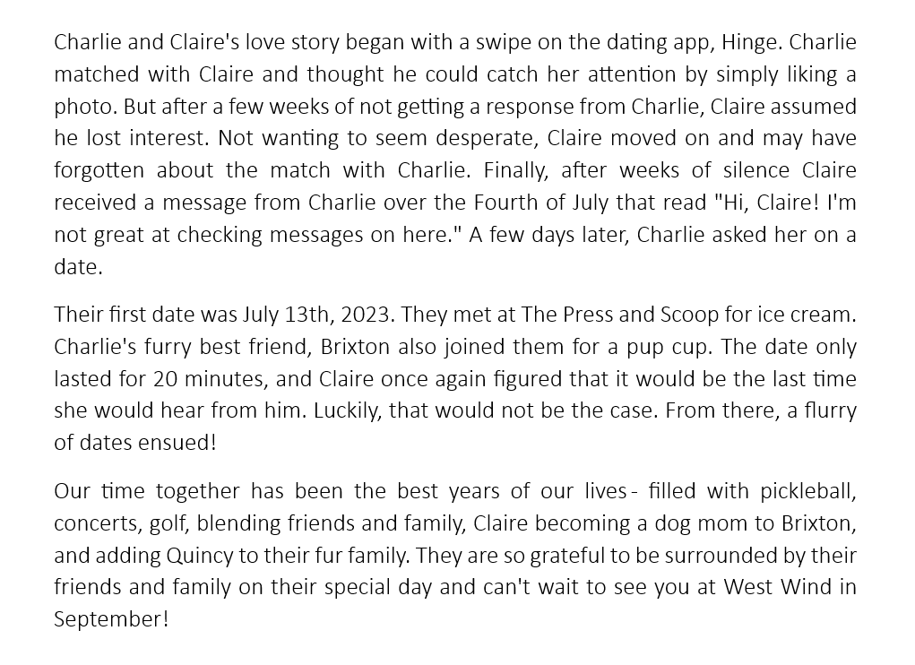 The Wedding Website of Claire Young and Charlie Tyson