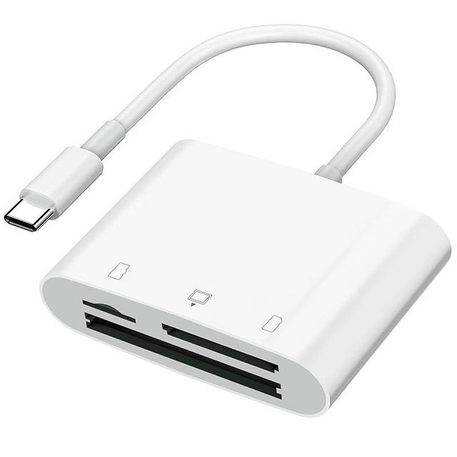 SD Card Reader USB C for iPhone 15/Android Phone/iPad/Mac/Laptop, Three Card Slot Micro SD Card Reader Supports SD Micro SD CF Card, Digital Camera Viewer Memory Card Reader Plug and Play