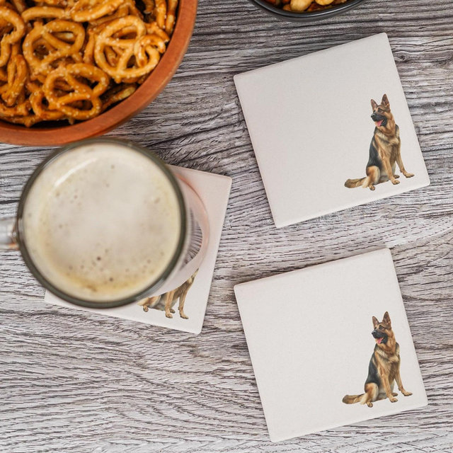 German Shepherd Coaster - 70 Breeds to Choose From, Gift for Dog Lover, UV Printed Absorbent Ceramic Coasters, Pet Gift