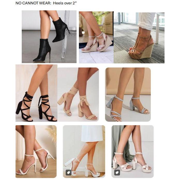 Examples of heels you CAN NOT wear