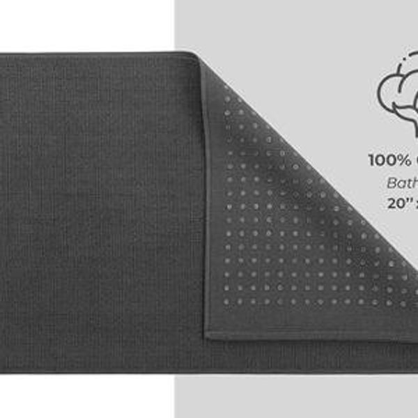 American Soft Linen Bath Rug, 20 in 34 in 100% Cotton Bath Mats Rugs for Bathroom, Slip Reducer Washable Shaggy Form Area Rugs, Gray Bath Rug