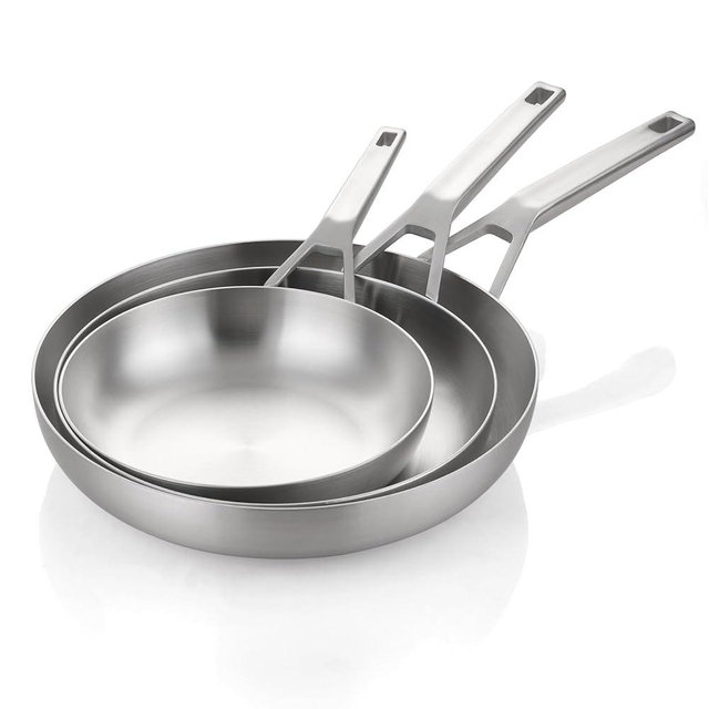 Yeksum Stainless Steel Pan Set, All Cooktops Up to 600℉,Tri-Ply Stainless Steel Frying Pan Set, 8"+10"+12", Chef's pan,Skillets, Nontoxic Fast & Even Heat