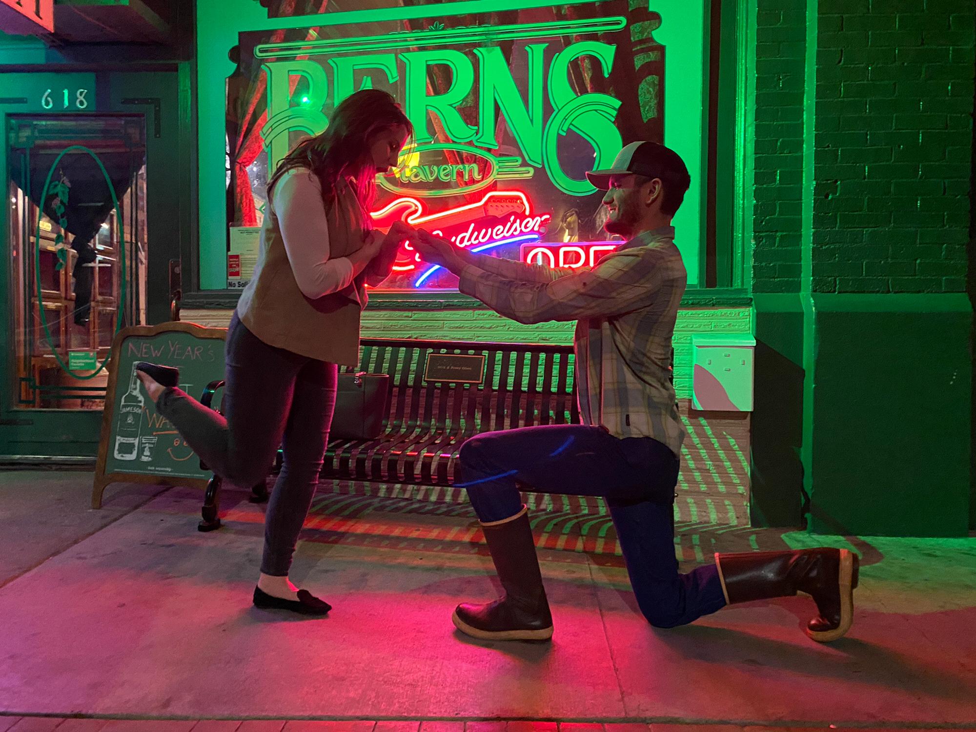 Recreating the proposal where we had our first date.