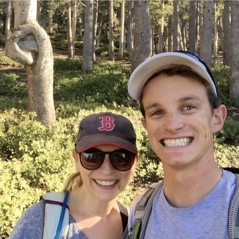 On our second date climbing Mount Baden Powell! We are standing in front of the famous "knot tree" on the hike. Who knew someday we would be tying the knot!