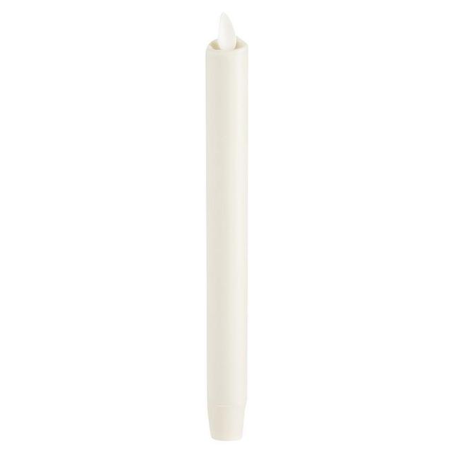 Premium Flicker Flameless Wax Taper Candle, White - 8''