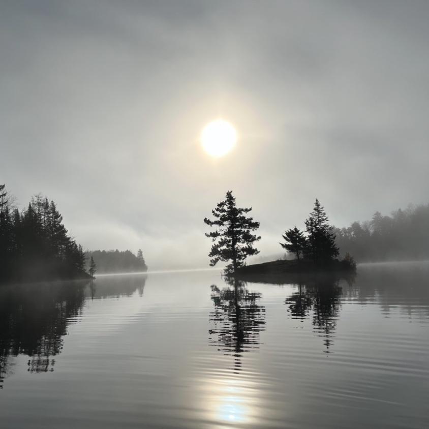 A foggy, October sunrise canoe paddle at one of our most cherished places, Green River Reservoir.