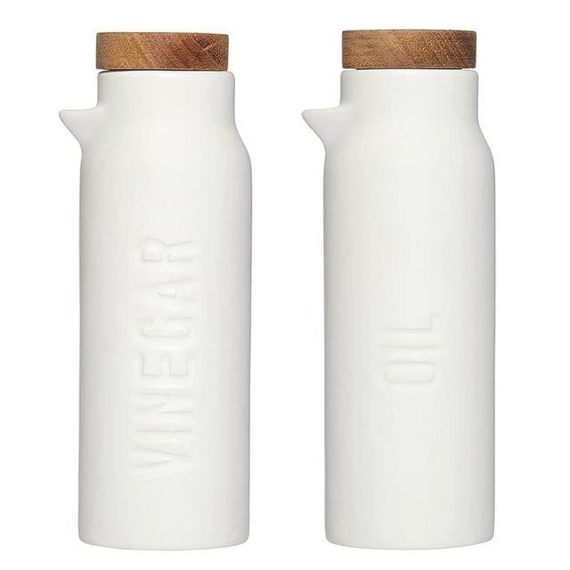 Santa Barbara Design Studio Oil and Vinegar Set Face to Face Designs Ceramic Dispensers, 2-Bottles, White