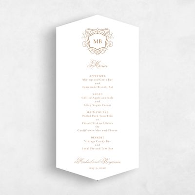Brown Diamond Wedding Menu - Griffin