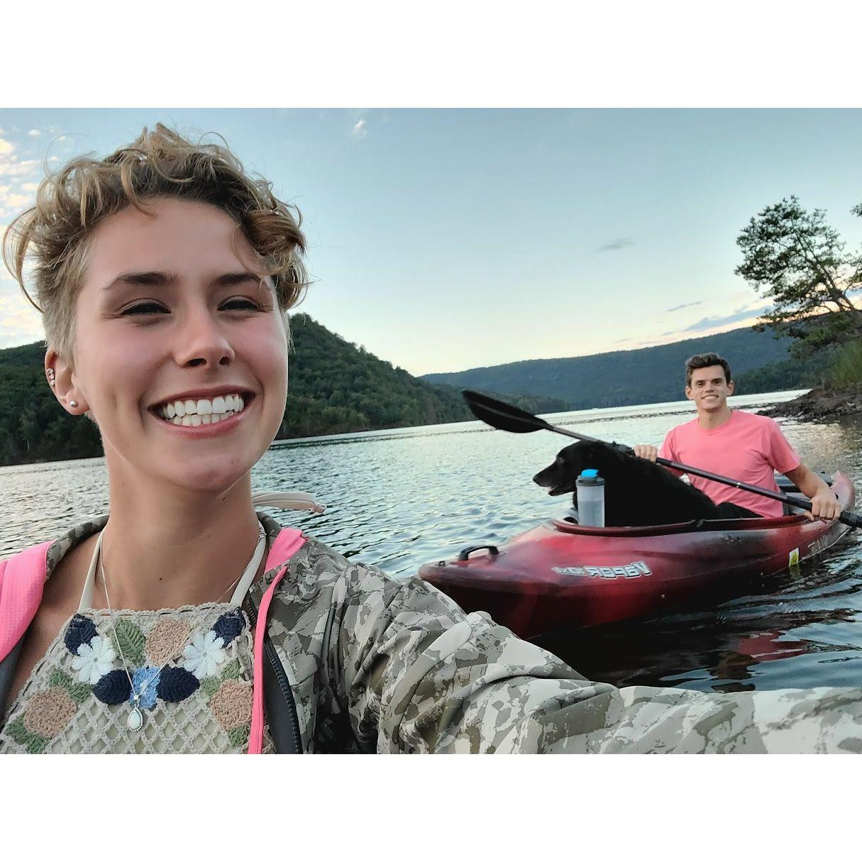 The time we kayaked out to an island on Raytown Lake to have a charcuterie date