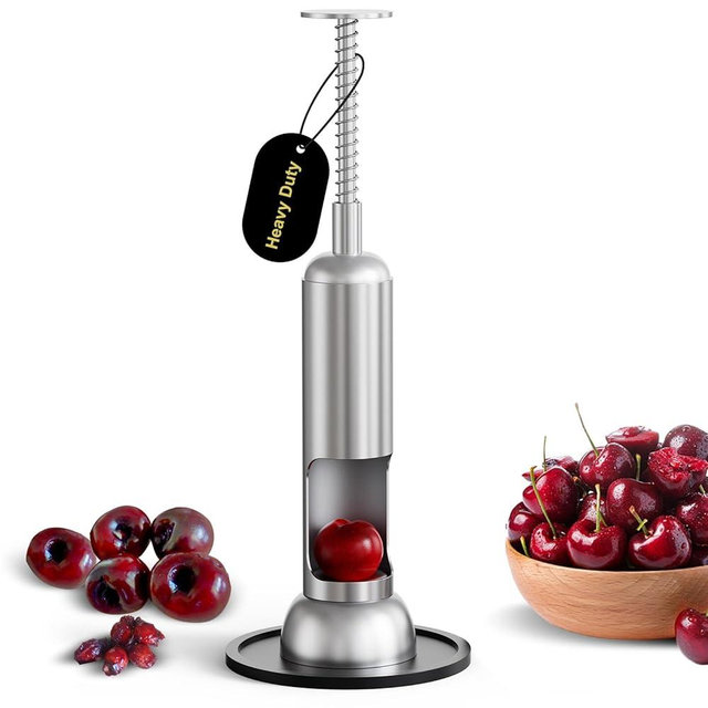 Zattic Cherry Pitter, 304 Stainless Steel Cherry Pit Remover Tool, Heavy Duty Cherry Seed Remover, Dishwasher-Safe Cherry Corer, Time-Saving Cherry Core Remover, Easy to Use Cherry Stoner (Press-Type)