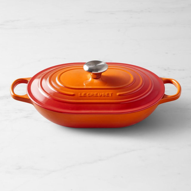 Le Creuset Signature Enameled Cast Iron Oval Braiser 3 3/4-Qt., Flame