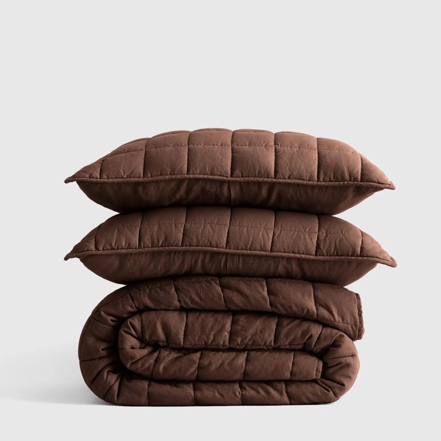 Linen Quilt Set King | Bordeaux