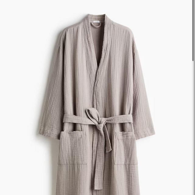 Muslin Bathrobe Light Taupe in Small