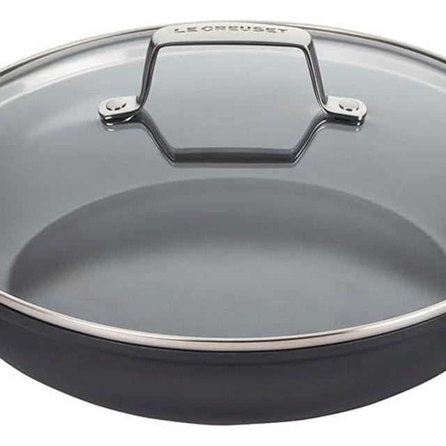 Le Creuset Essential Non-stick Ceramic Shallow Braiser with Glass Lid, 3.5 qt.​