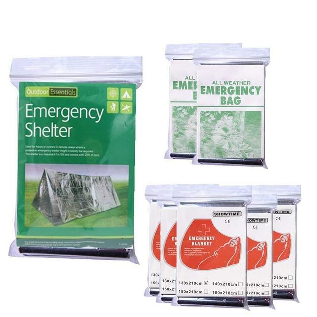 Emergency Foil Mylar Thermal Blanket (Pack of 8), Aluminum Blanket Foil Space Blanket: Designed for NASA – Perfect for Hiking, Survival, Marathons or First Aid (1 Tent+2 Sleep bags+5 Blankets)