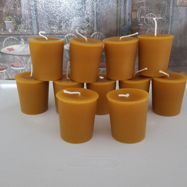 100% Pure Beeswax Honey Scented Votive Candles with Cotton Wix, 50 pack