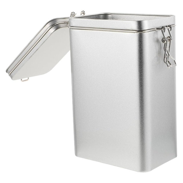 OKUMEYR Square Tinplate Coffee Storage Bucket with Lid Airtight Food Canister for Kitchen Pantry Metal Container for Coffee Beans Spices and Snacks