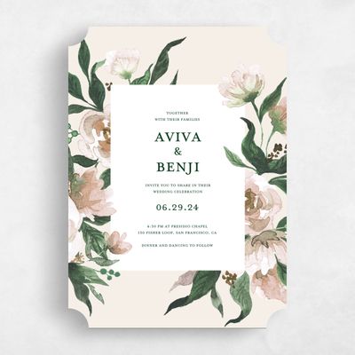 White Ticket Wedding Invitation - Brookstone Classic