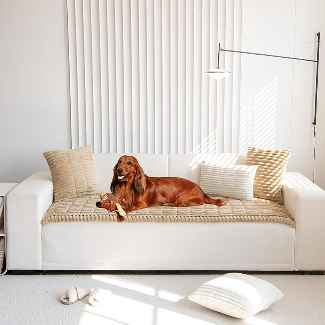 Mitid Sofa Cover Fuzzy Couch Cover for Pet, Couch Covers for Dogs Washable Non-Slip Sofa Slipcover Cushion Protector Pets Friendly Mat