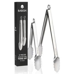 Babish 12” & 9” Locking Kitchen Tong Set, Stainless Steel