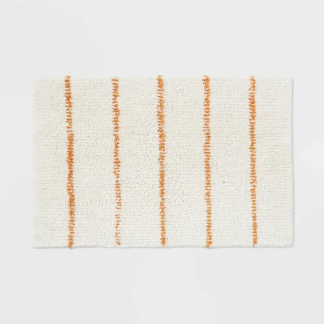 20"x30" Modern Tufted Stripe Bath Rug Yellow/Cream - Threshold™