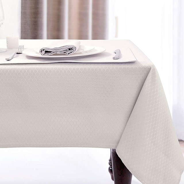 JUCFHY Jacquard Morrocan Rectangle Table Cloth Oil-Proof Spill-Proof and Water Resistance Tablecloth,Decorative Fabric Table Cover for Outdoor and Indoor Use,60 x 84 Inch,Cream