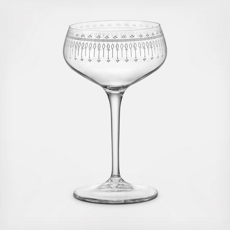 Bormioli Rocco Novecento Stemware Art Deco Fizz Glass, Set of 6