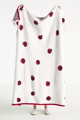 Sonnie Cotton Ladybug Knit Throw Blanket