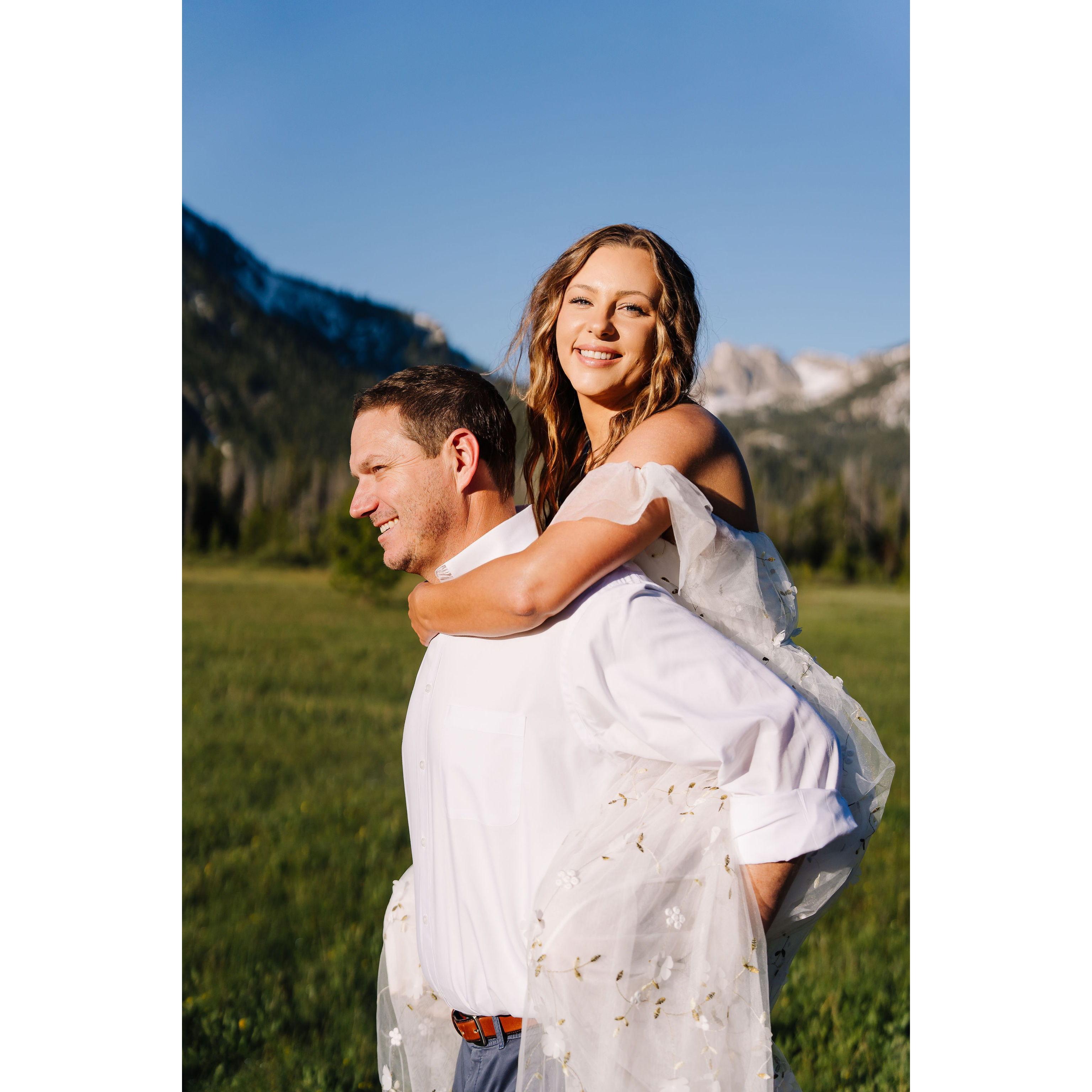Piggy back ride in the mountains