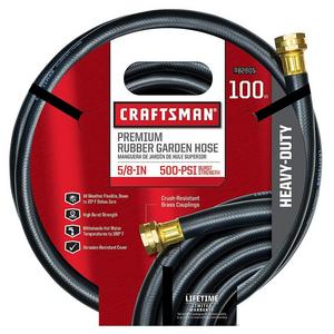 Craftsman Premium Rubber Garden Hose, 100ft. X 5/8. Inch