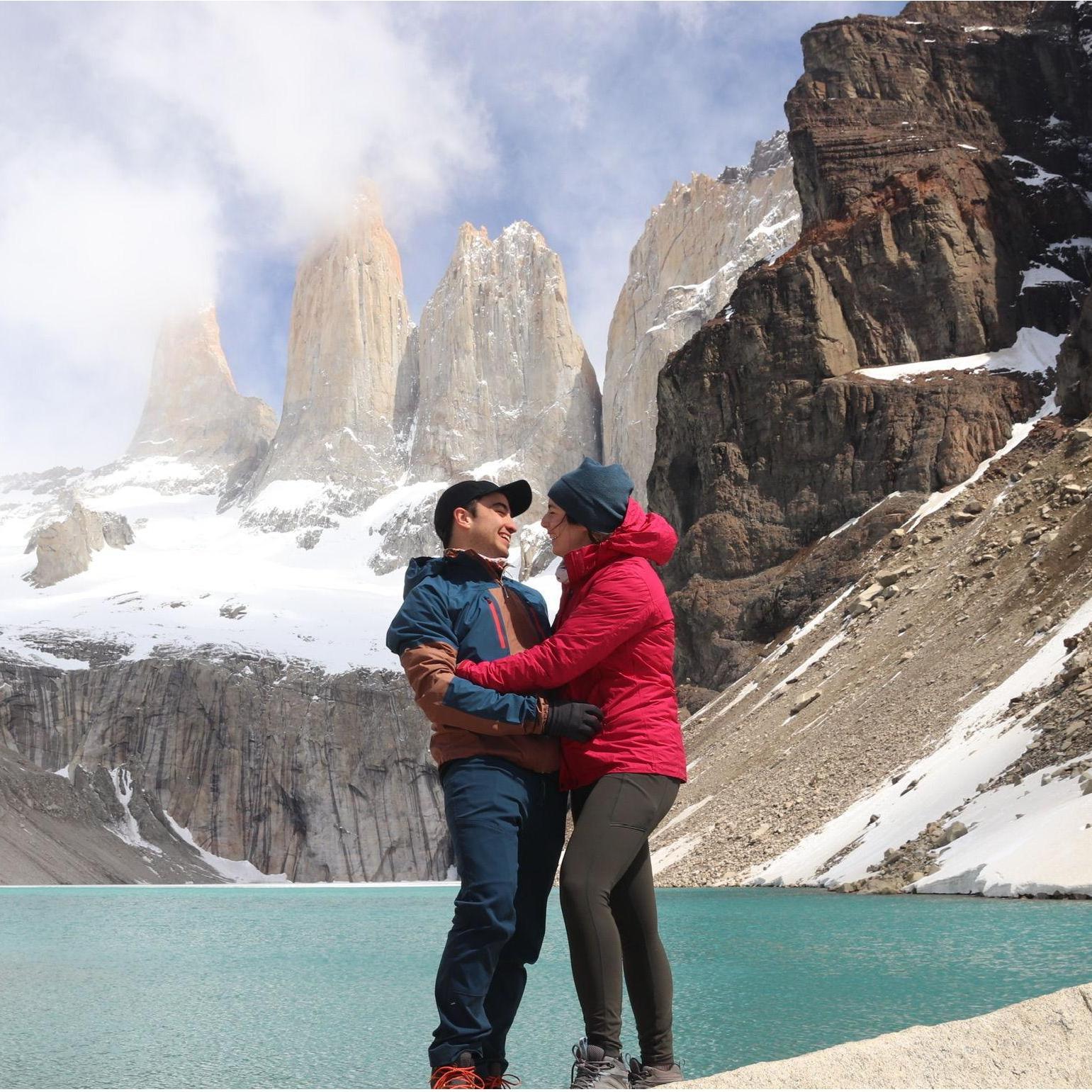 Right after Andres proposed! At Torres del Paine National Park, Chile