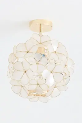Plumeria Flower Capiz Flush Mount