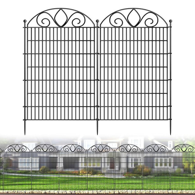 10 Panels No Dig Tall Garden Fence Panel – 44" H X 23.6' L Rustproof Metal Dog Fence Outdoor for Yard, Decorative Animal Barrier Fence for Pet, Garden Border, Patio, Flower Beds| Temporary Fencing