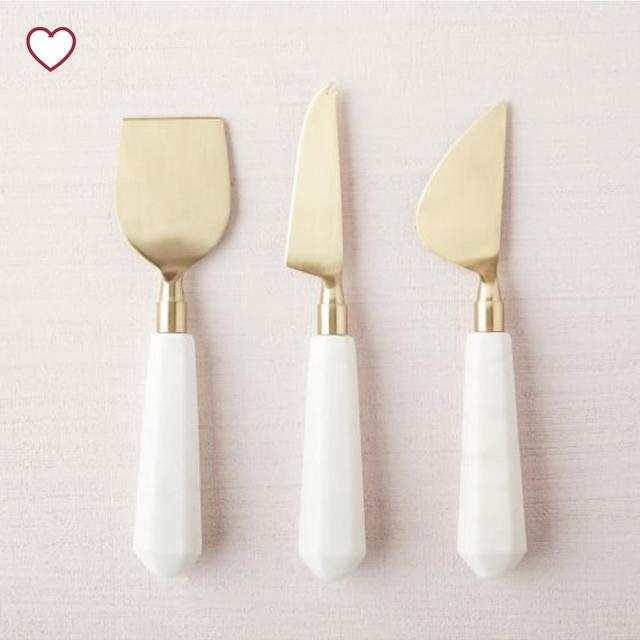 Marble & Brass Cheese Knives (set of 3)