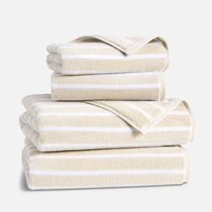 Super-Plush Turkish Cotton Bath Towel Bundle (Striped Stone)