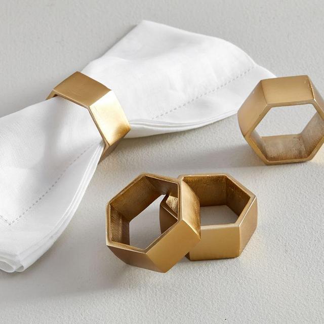 Bleecker Geo Metal Napkin Rings - Set of 4