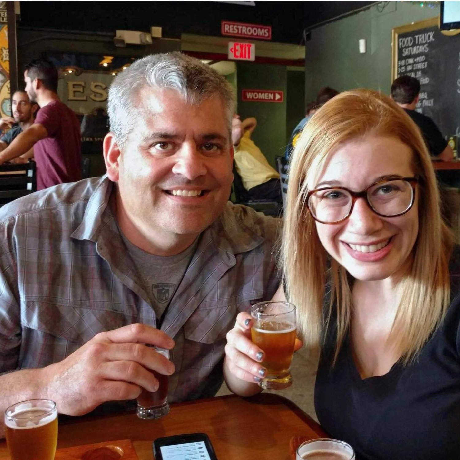 Sampling beers at Yards