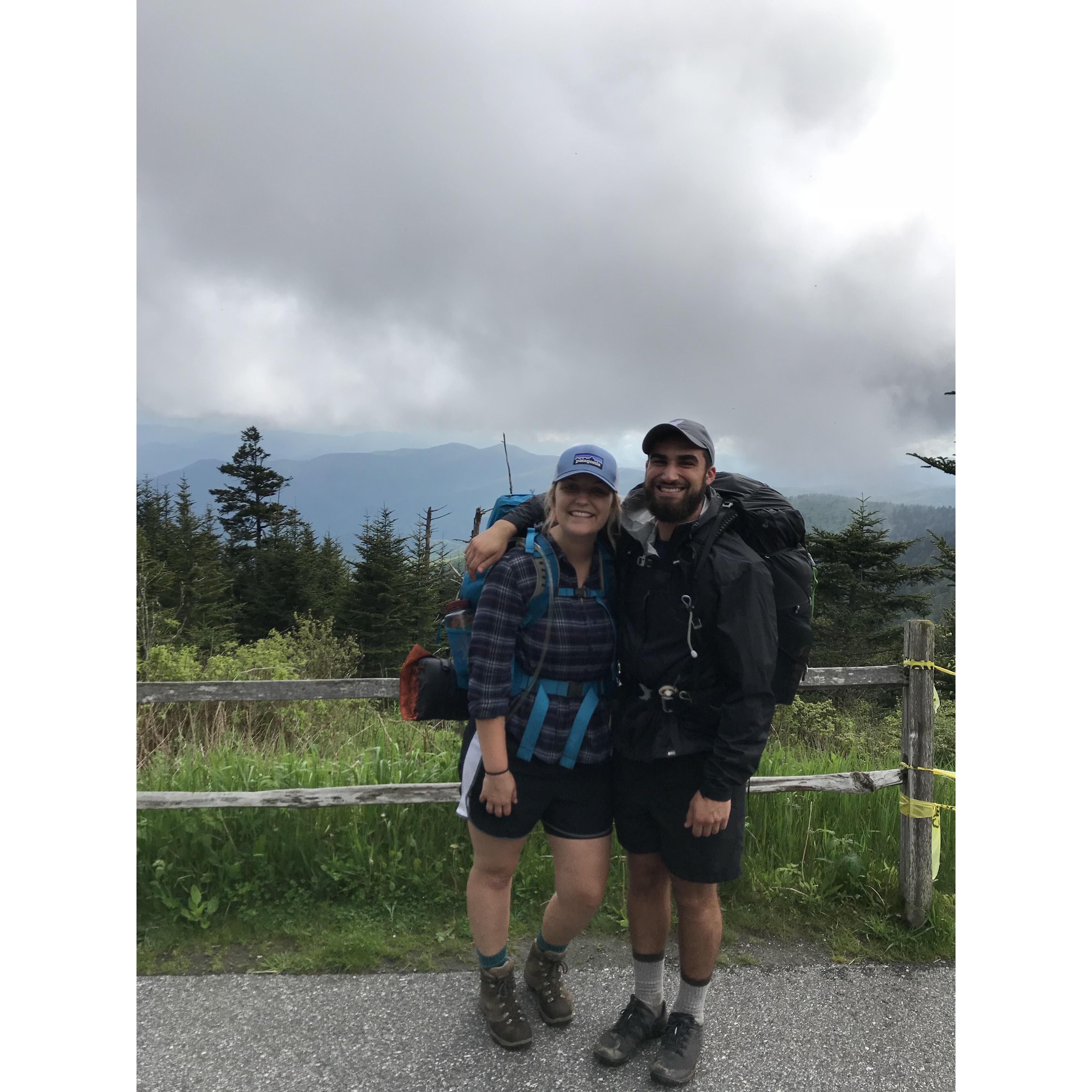 Our first backpacking trip! Maeghan carried the beer and Matt carried...everything else.