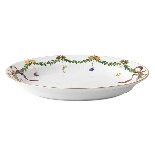 Royal Copenhagen Star Fluted Oval Christmas Dish