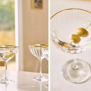 Anthropologie Waterfall Coupe Glasses, Set of 4 (Clear)