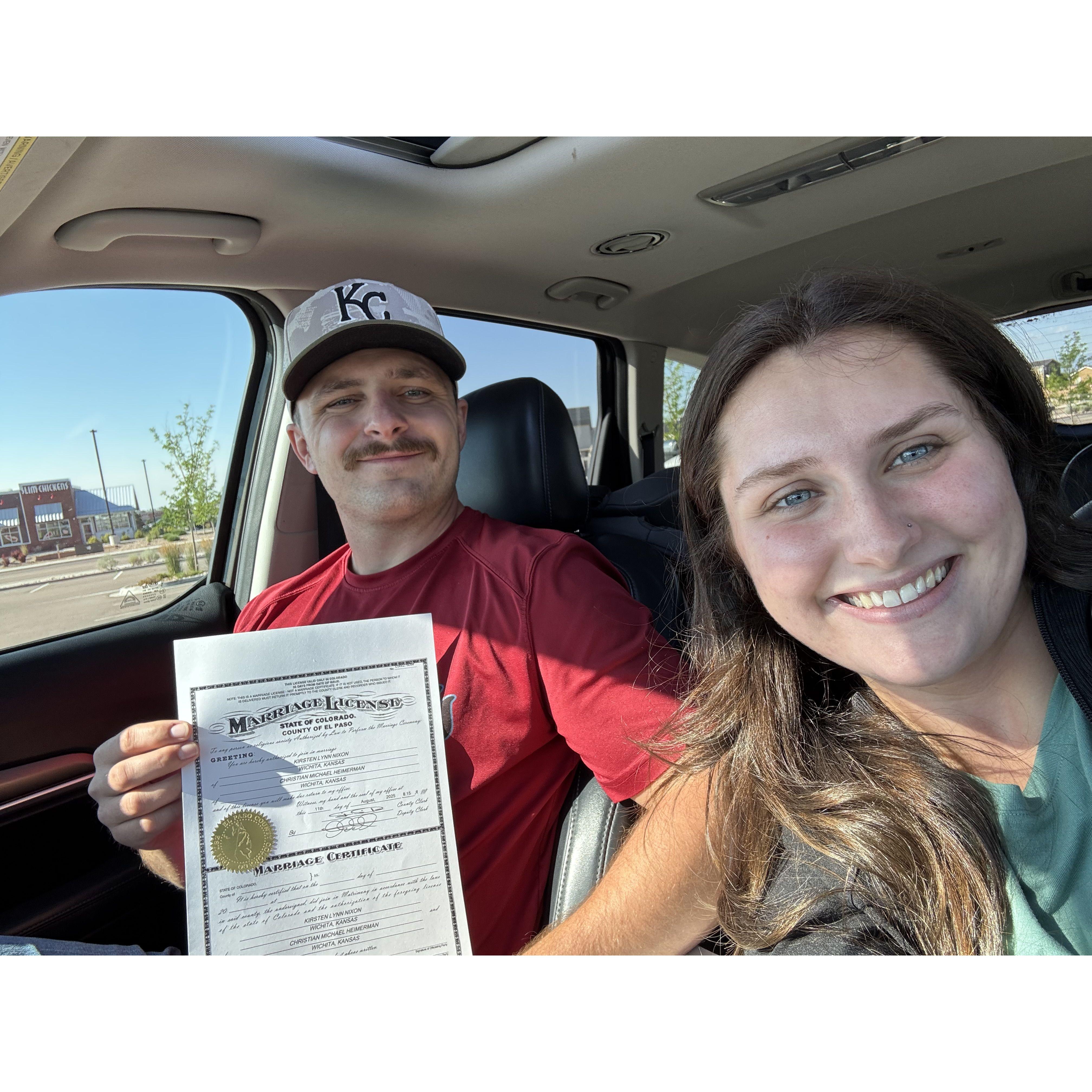 8/11/2025 -The day we picked up our marriage license