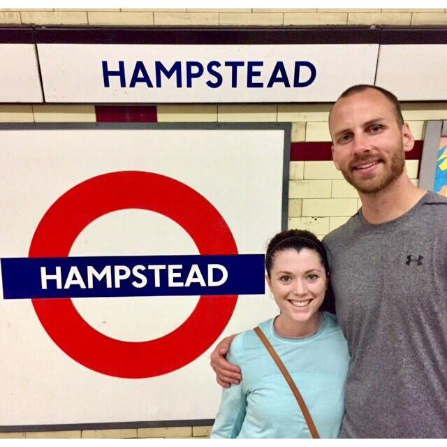 Hopping on the Tube in Hampstead. Mind the Gap, please.