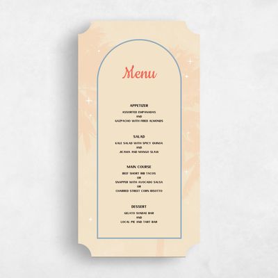 Orange Ticket Wedding Menu - Vegas