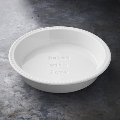 Open Kitchen by Williams Sonoma Ceramic Pie Dish with "Baked with Love" Message