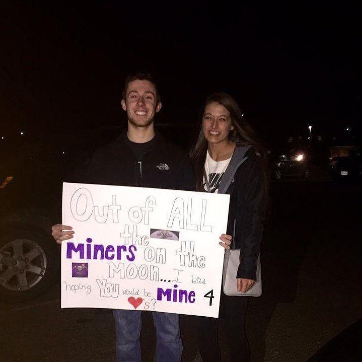 Where it all began... Abbey asked Nick to go to Hearts Dance with her! He still has this sign after 7 years...