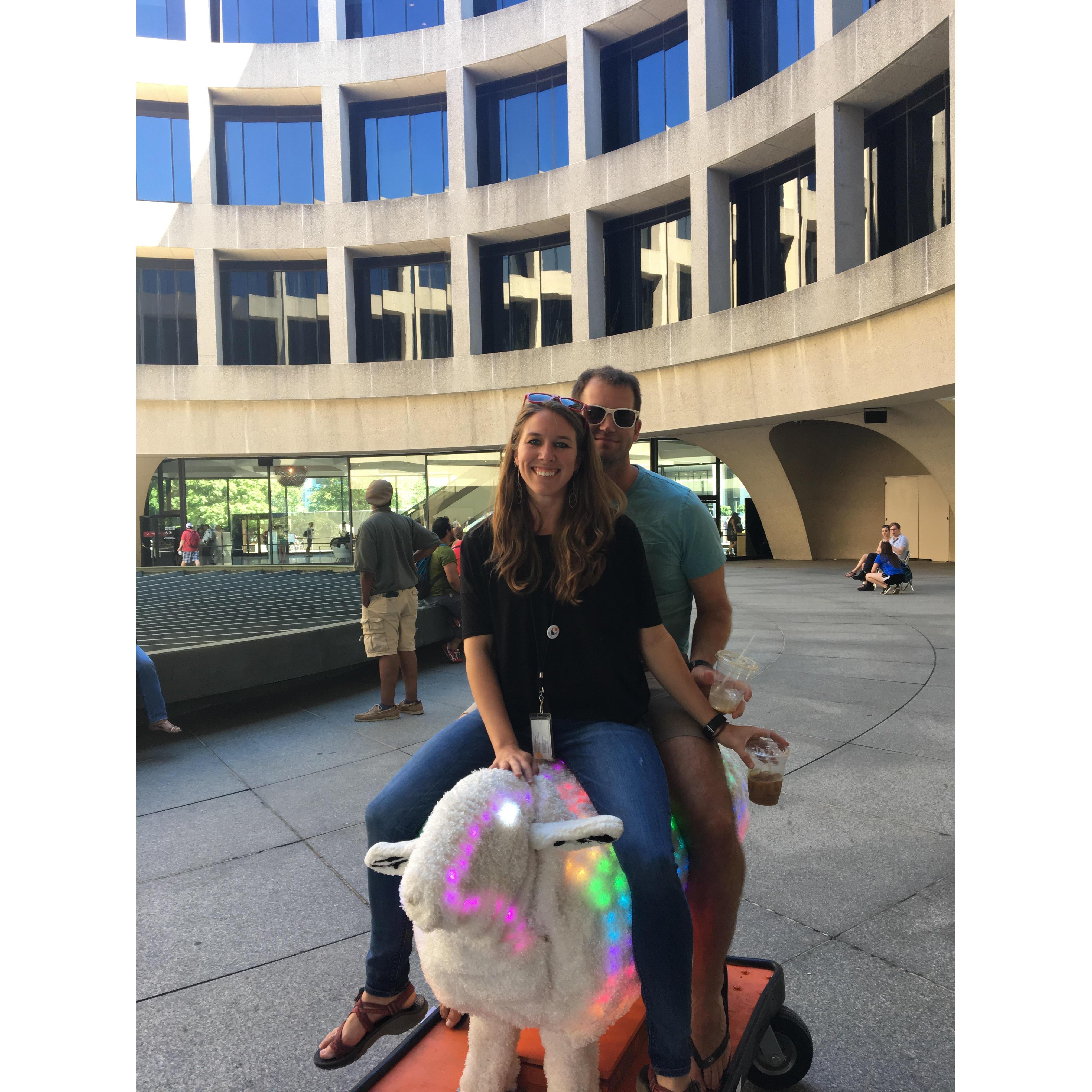 Riding a singing sheep at the Hirshhorn's annual Sound Scene event