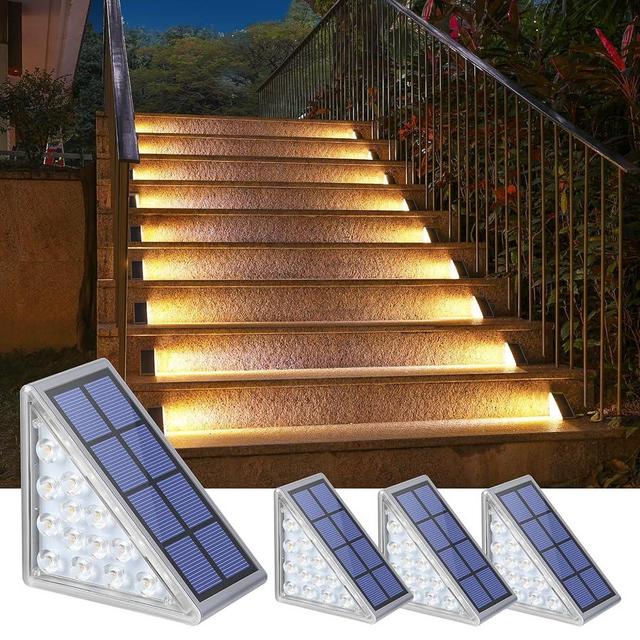 NIORSUN Solar Step Lights for Outside,4 Pack Warm White Solar Stair Lights Outdoor Waterproof IP67 Auto On Off,Solar Lights for Steps,Stair,Patio,Yard,Porch,Front Door,Sidewalk,Deck Decor