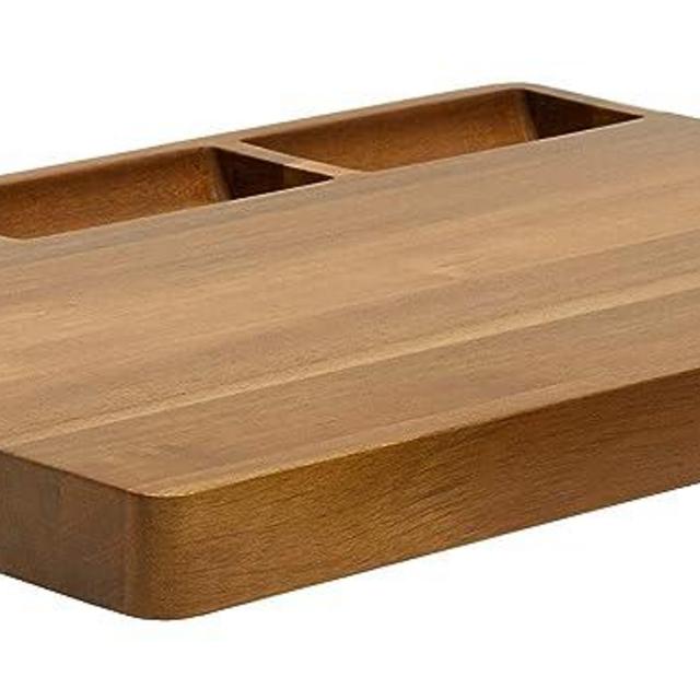 Viking Culinary Reversible Butcher Block Prep and Carving Board, 20 Inch, Includes 3 Built-In Compartments & Juice Groove, Crafted from Acacia Wood