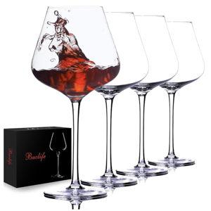 BACLIFE Hand Blown Red Wine Glasses Set of 4 – 23 oz Burgundy Wine Glasses With Long Stem –